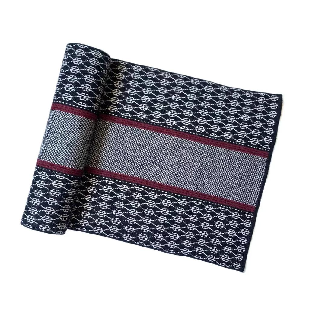High Quality Classic Design Men's Scarf Autumn Winter Imitation Cashmere Dady's Muffler Business Jacquard Thermal Scaves Male
