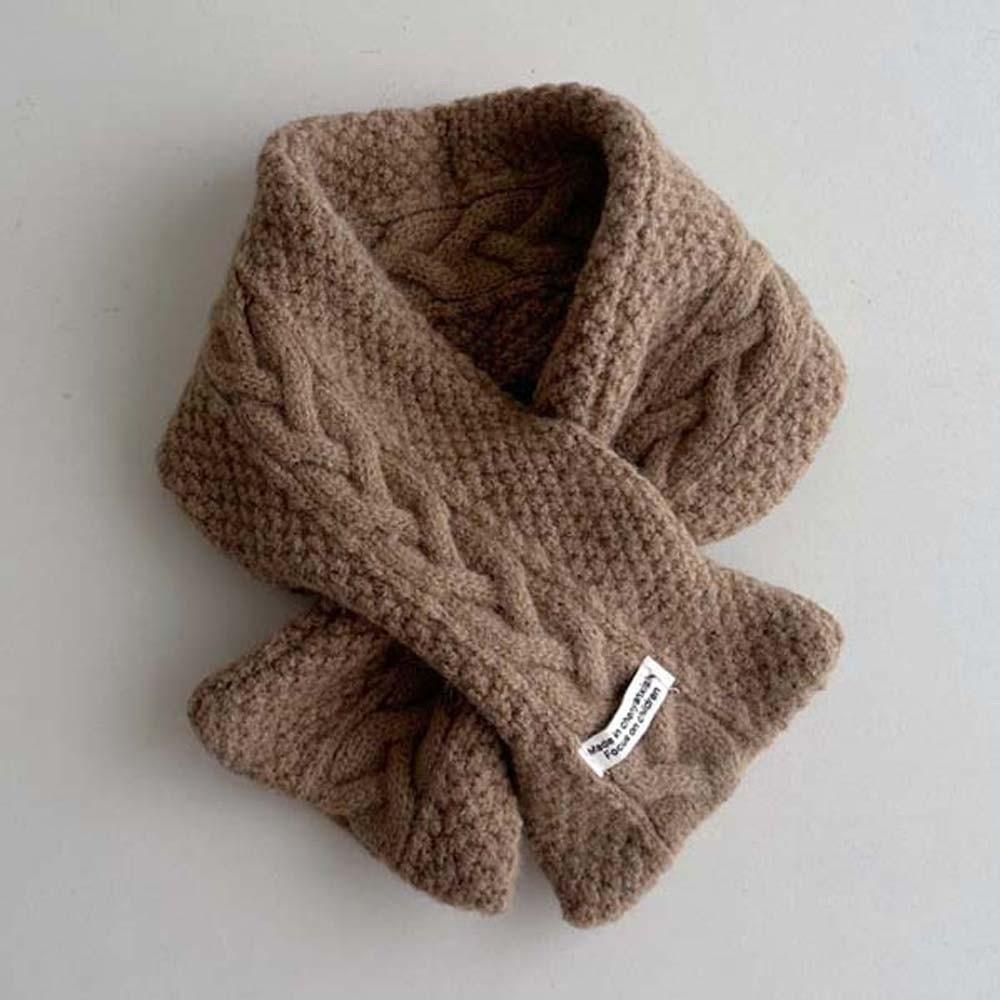 Solid Color Children Knitted Scarf Trendy Winter Cross Muffler Kids Woven Neckerchief  Outdoor