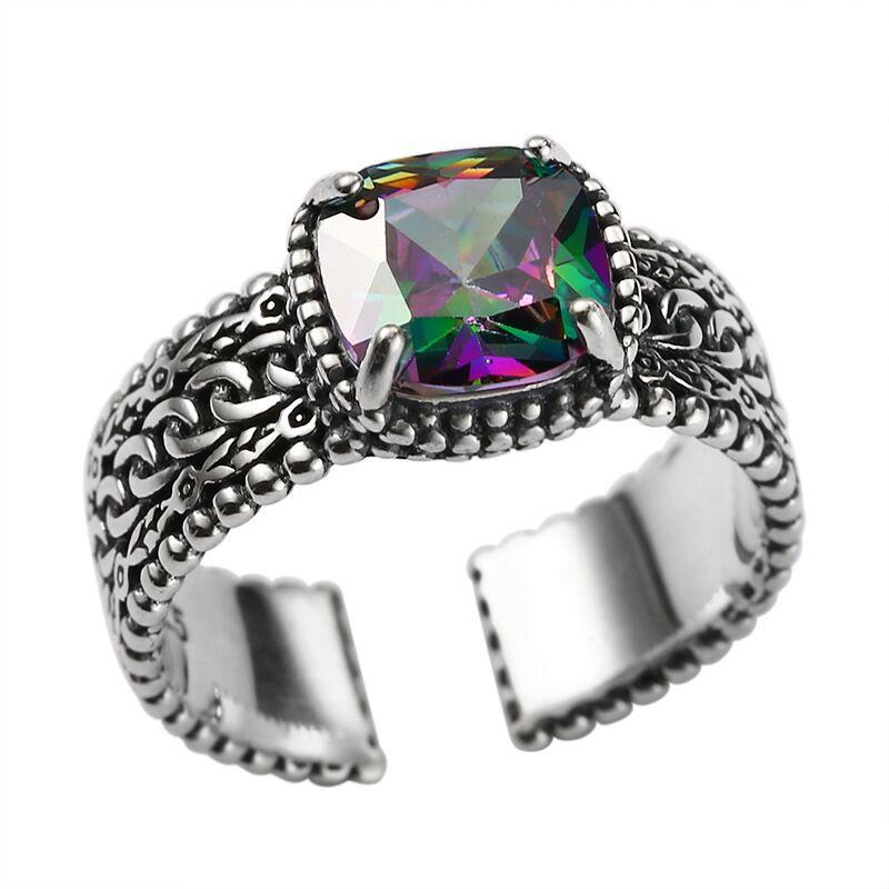 925 Silver Colour Zircon Adjustable Rings For Women Wedding Vintage Luxury Jewelry Accessories Jewellery