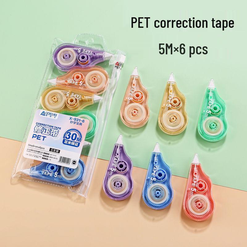 6-Pack Large Capacity 30m Correction Tape for Students