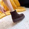 Cowhide Version Inner Heightening Thick-soled Snow Boots Women's New Winter Warm Short Boots Leather Velvet Cotton Shoes