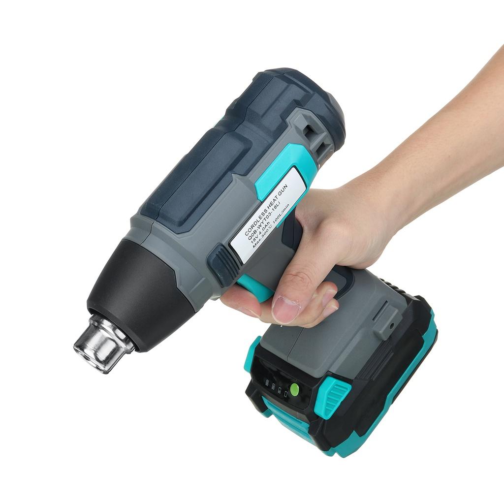 NEW 18V 4000mAh Electric Cordless Heat Gun Temperatures Adjustable Hot Air Gun With 3 Nozzles Attachments Power Tool