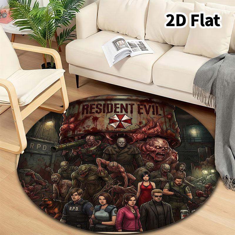 שטיח עגול Resident Evil שטיח לסלון חדר שינה ספה חדר משחקים עיצוב מחצלת רצפה מונעת החלקה