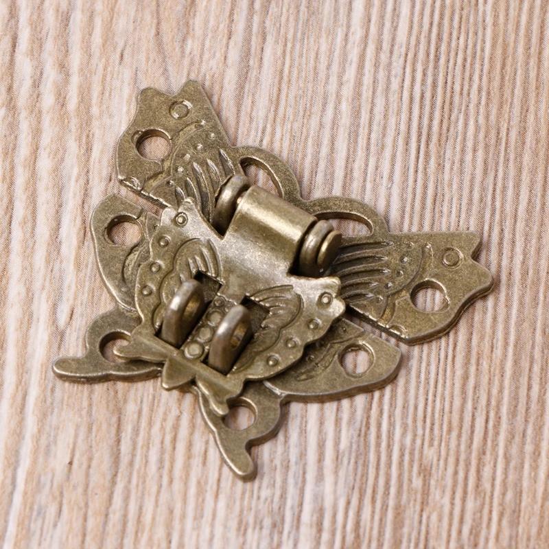 Butterfly Latch Hasp Screws, Small Wooden Jewelry Boxes Suitcase Cabinet Lock Latches, Bronze, Antique Look
