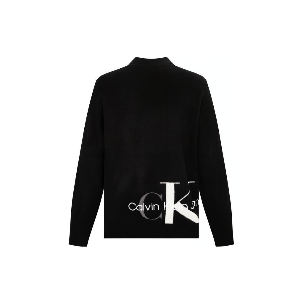 Calvin Klein Zipper Baseball Collar Overlapping Letter Cardigan Sweater Men sweater Black J319778-BEH