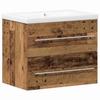 Washbasin Cabinet Set 2 Pcs Reclaimed Wood Look Engineered Wood & Ceramic