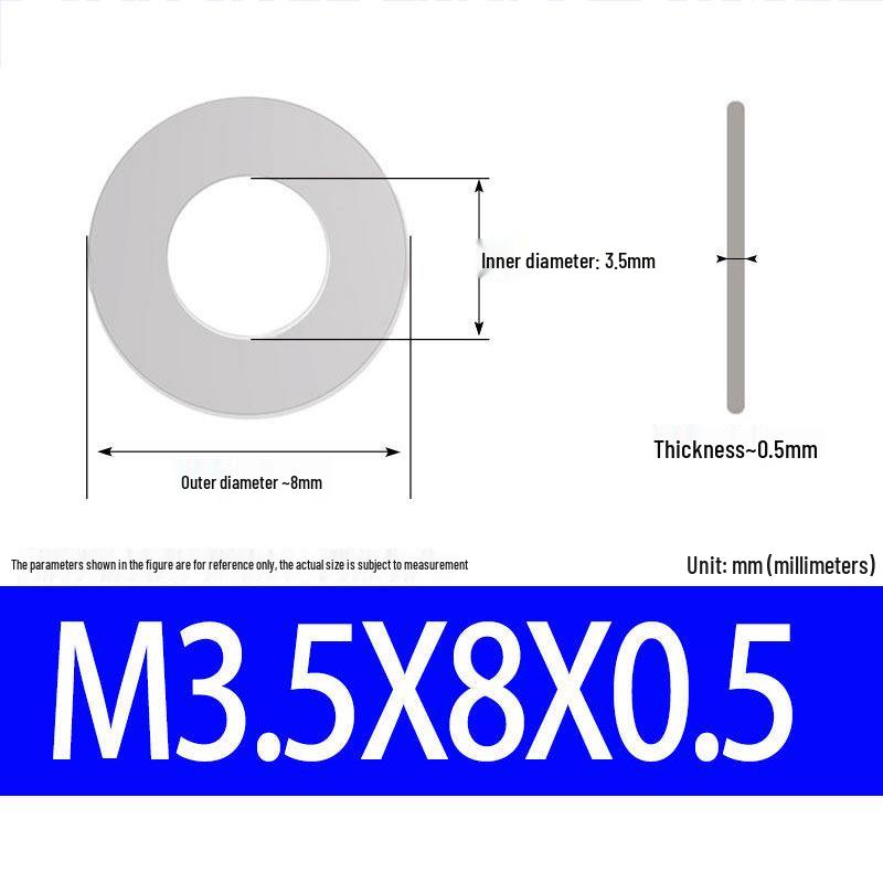 304 Stainless Steel Ultra-Thin Flat Washer, Thickness: 0.1/0.2/0.3/0.4/0.5 Mm, Sizes M1-M8