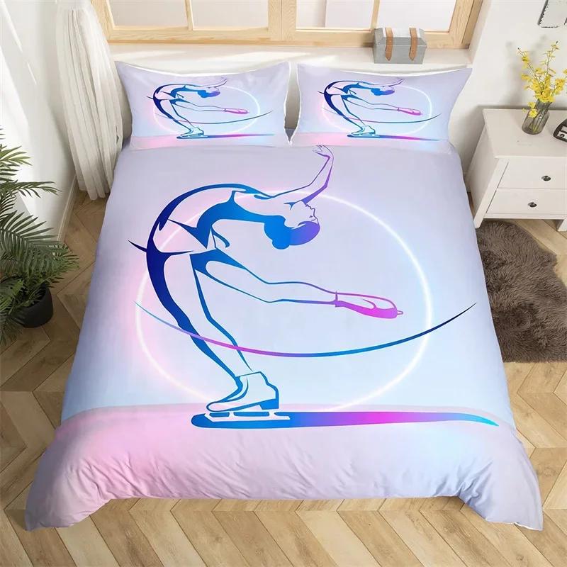 Gymnastik Sport Bettbezug Set Regenbogen Aquarell Batik Queen Bettwäsche Set Mikrofaser Cheerleading Bettdeckenbezug für Yoga-Liebhaber