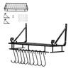Metal  ing Pan Pot Rack Wall Mounted with 10 Hook Holders Kitchen Storage   (90cm)