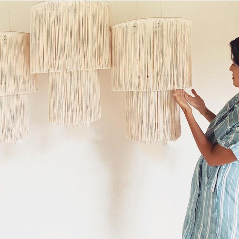 1Pc Bohemian Tapestry Lampshade Hand-woven Tassel, Home Chandelier Decoration Nordic Style