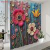 Colorful 3D Floral Patterned Shower Curtain Bright Flowers Textured Fabric Bathroom Decor With Hooks For Bathtub Wall Art