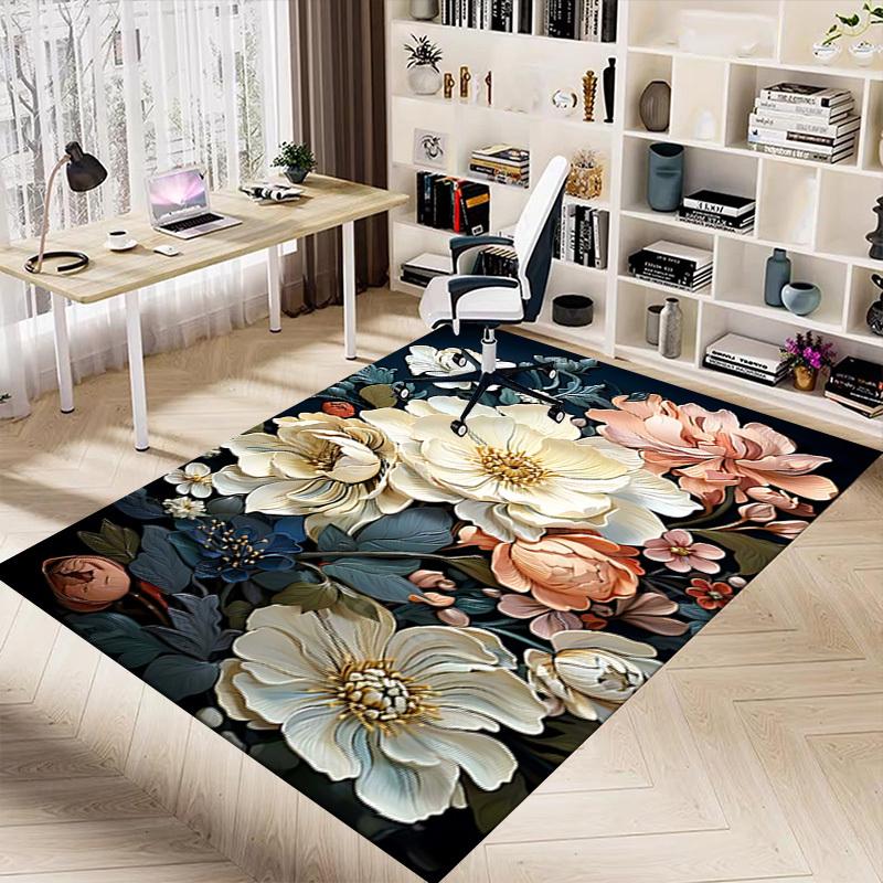 1PC Floral Pattern Carpet Ultra Soft, Thick & Absorbent, Non Slip Machine Washable Mat for Entryway
