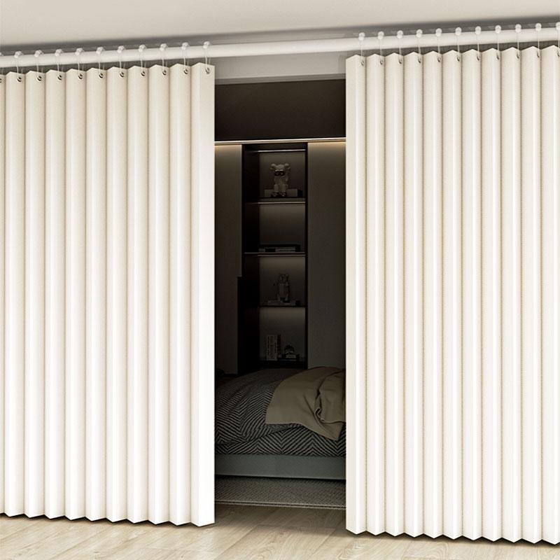 Waterproof Foldable Partition Curtain with Hooks 2 in 1 Space Divider Door for Bathroom Kitchen Entryway Space Saving