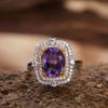 S925 Sterling Silver 18K Gold Natural Gemstone Ring Light Luxury Index Finger Ring Energy Jewelry Women