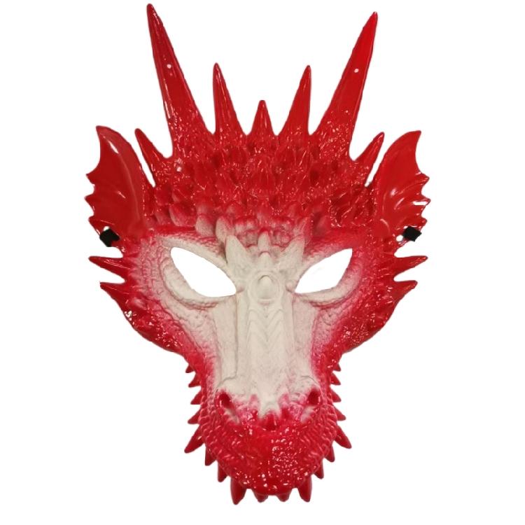 

Маска голови дракона Хелловінський костюм дракона для дітей дорослих Фестивальна вечірка Косплей червоний/білий