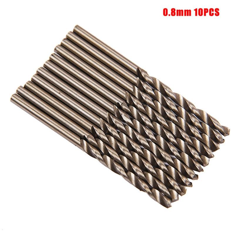 10Pcs 1-3.5mm M35 Round Shank HSS Cobalt-Drill Spiral Drill Bit Parts Kit