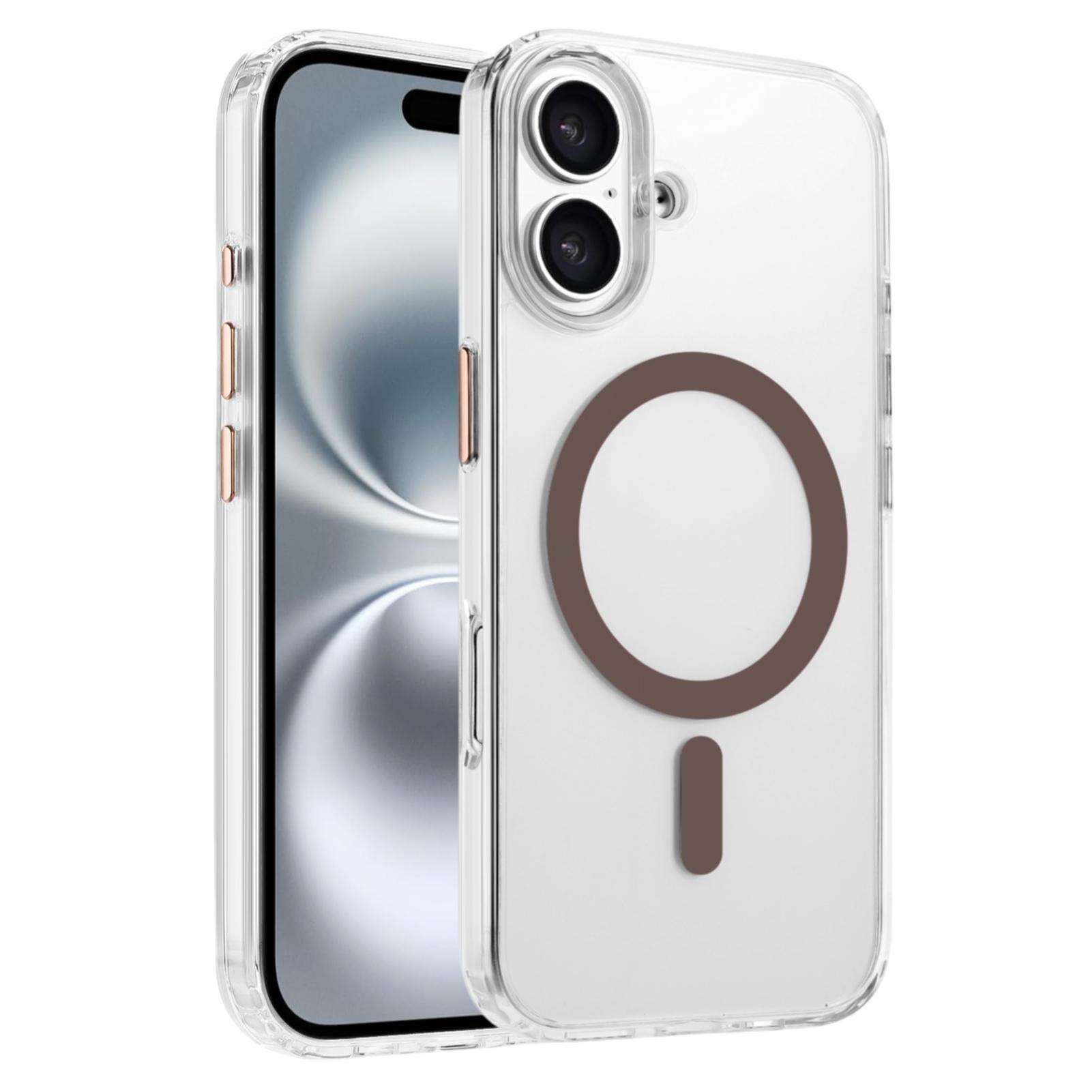 

Чехол для iPhone 16, совместимый с MagSafe, прозрачный ПК+ТПУ, герметичный магнитный чехол для телефона Desert Gold