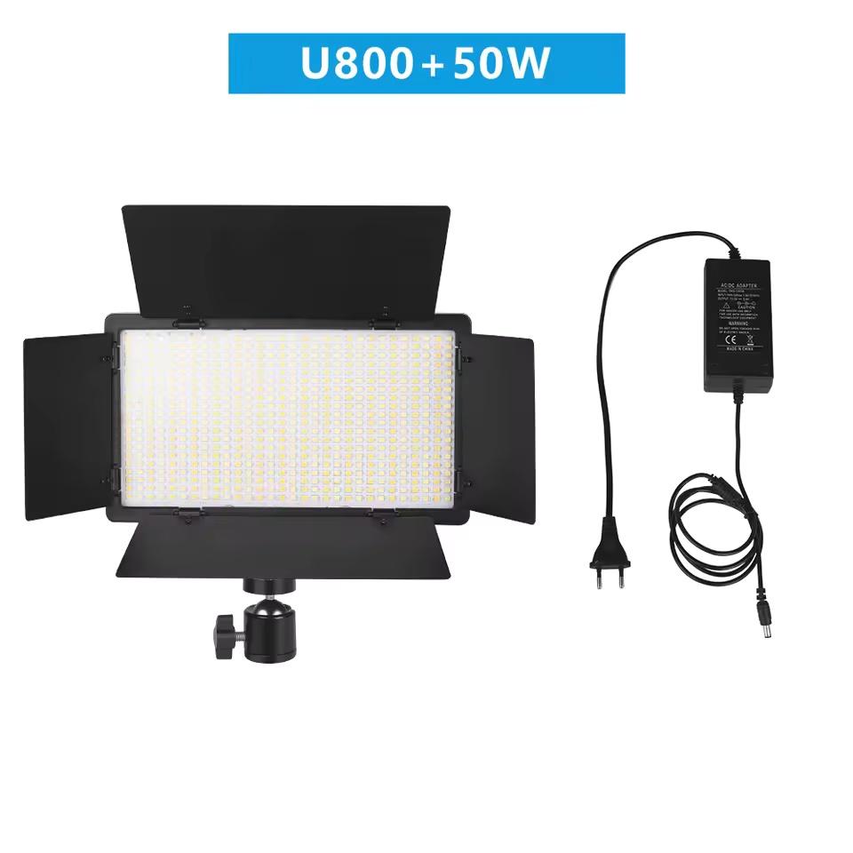 U600 U800+ LED Video Light Photo Studio Lamp Bi-Color 3200K-5600k Dimmable with Tripod Stand Remote for Video Recording Para