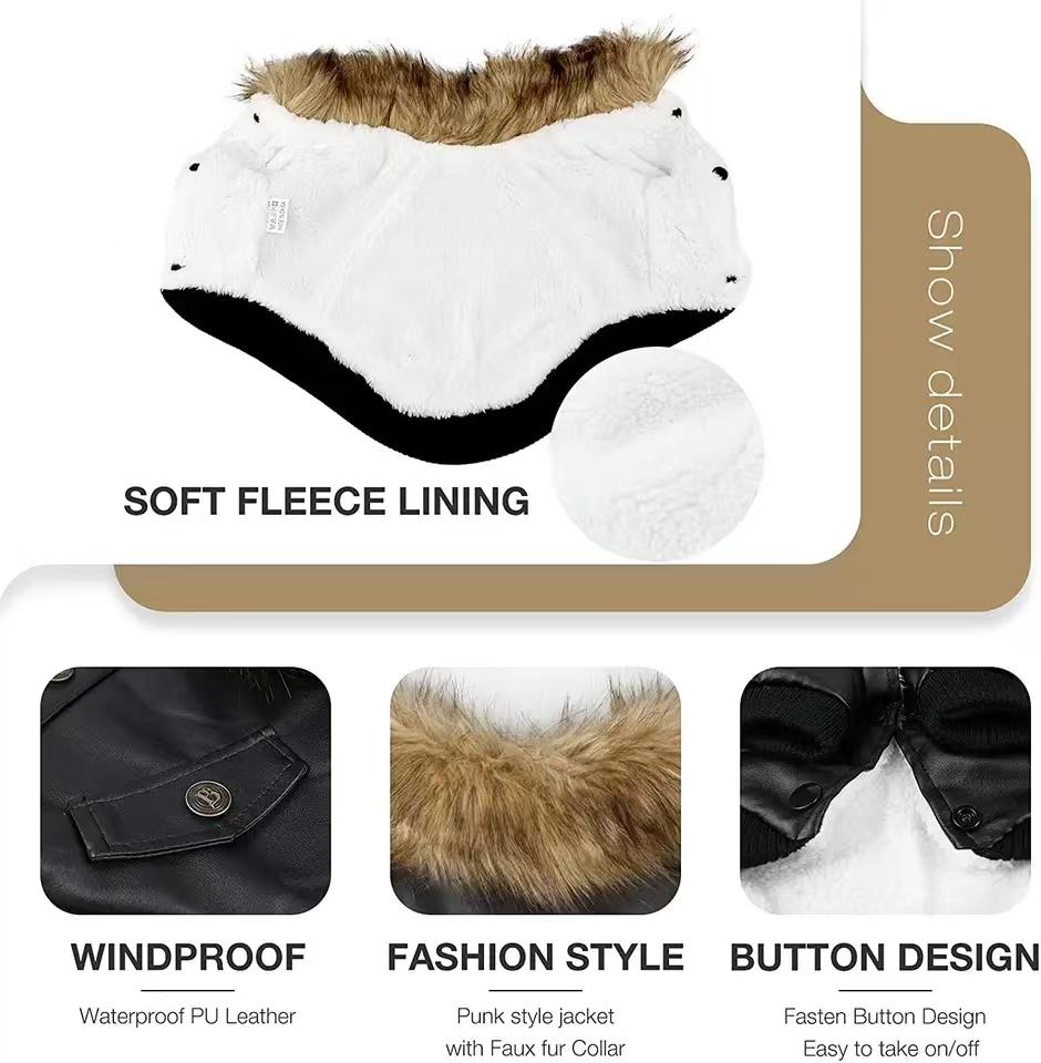 Hundemäntel aus Leder, wasserdichter Wintermantel für Hunde, Welpenjacken für kleine bis mittelgroße Hunde, Kleidung für Haustiere, Hundekleidung für den Winter