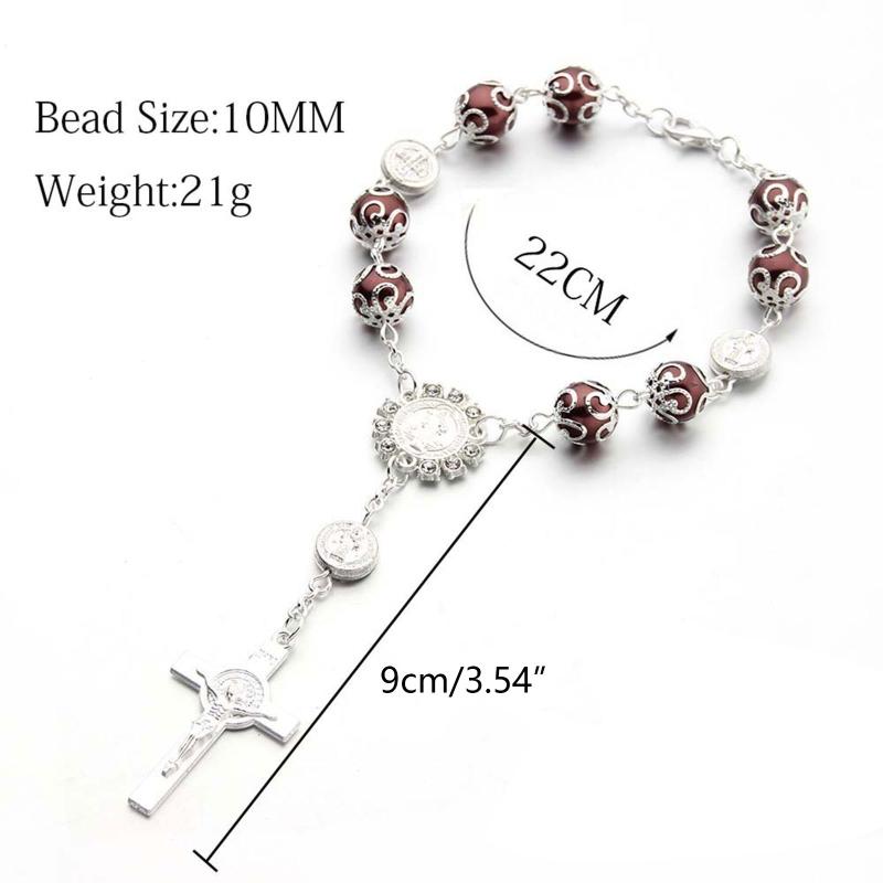 Catholic Finger Chain Small Rosary Finger Baptism Rosaries Faux Pearls Bracelet Suitable for Baptism Favors Christening