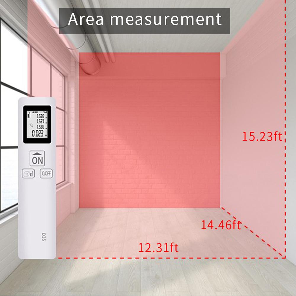 35m Laser Measure LCD Digital Laser Distance Meter Pocket Size Mini Range Finder Distance/ Area/