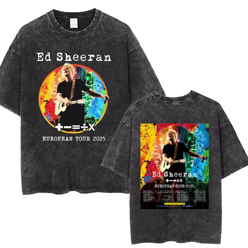 Washed Vintage Ed Sheeran Play Graphic Tshirt Men Women Hip Hop Fashion Pop Music T Shirts Mens Gothic Oversized Streetwear