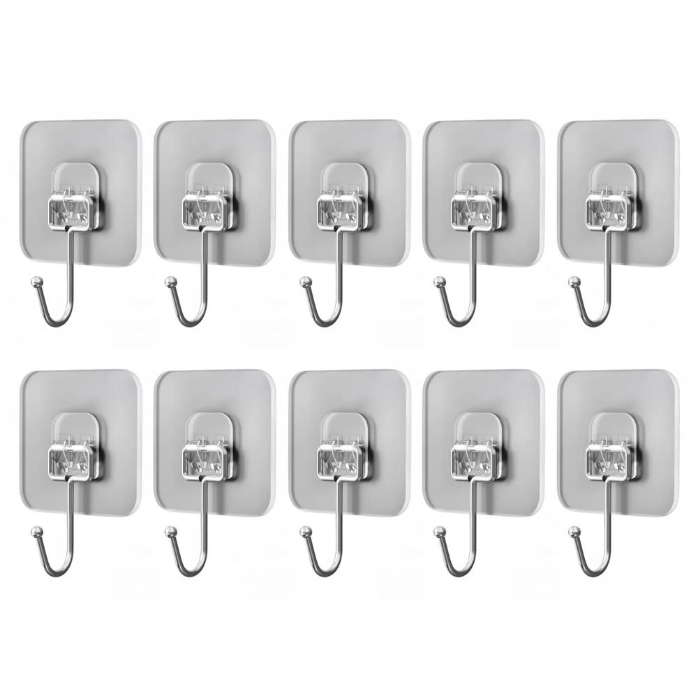 

Heavy Duty Wall Hook Waterproof Strong Sticker Holder Big Size Hooks for Kitchen Bathroom 10pcs