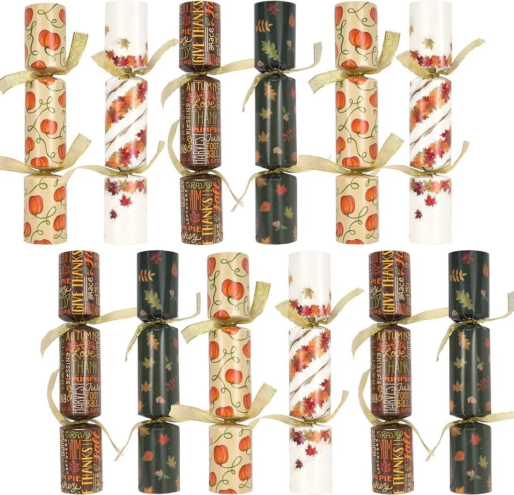 JOYFY 12 Pack Thanksgiving Party Table Favor No Snap No Popping with Party Hat, Joke & Gift Inside Thanksgiving Holiday gifts