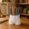 Small Gift for Colleagues Shorts Shaped Pen Holder Funny Stationery Makeup Brush Storage Cup 3D Unique Desktop Ornament Print Creative Container