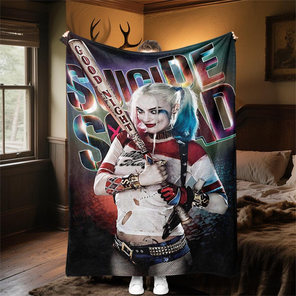 1PC Harley Quinn Good Night Outdoor Flannel Blanket Soft Plush Decor for Picnics, camping,Bedroom, Playroom, Office1156A