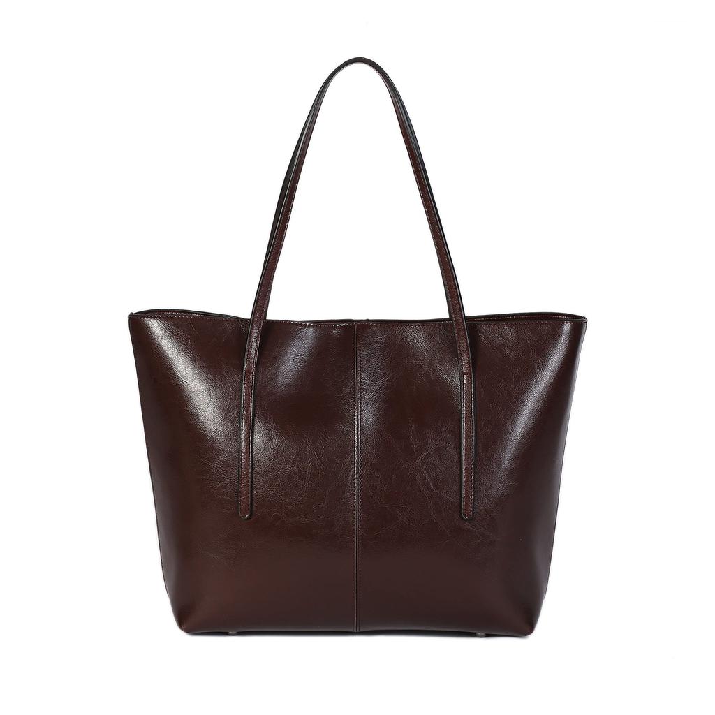 FSD.WG Women's Tote Bag, Italian Cowhide Leather, Large Capacity, 2-Way HandbagShoulder Bag, A4 Size, Perfect for Job Hunting, Commuting, School,