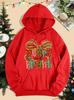 Merry & Bright Bow Print Women's Hoodie - Autumn/Winter Loose Pullover