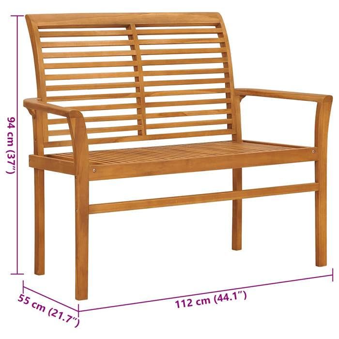 VidaXL Banc de Jardin avec Coussin Meuble d'Extérieur Banc de Patio Meuble de Jardin Banc de Terrasse Beige 112 cm Bois de 3062652