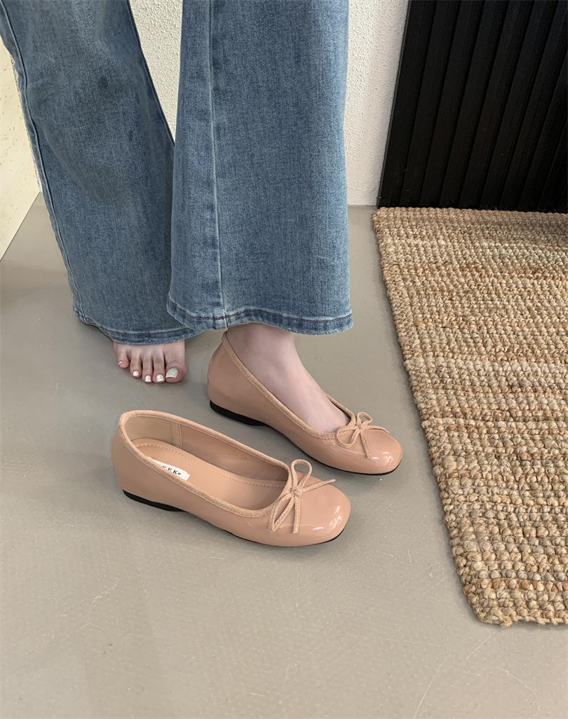 

Picture apricot black red wedge heel round head order Taizhou stripe spring other loafers thick heel light mouth 39 телесный