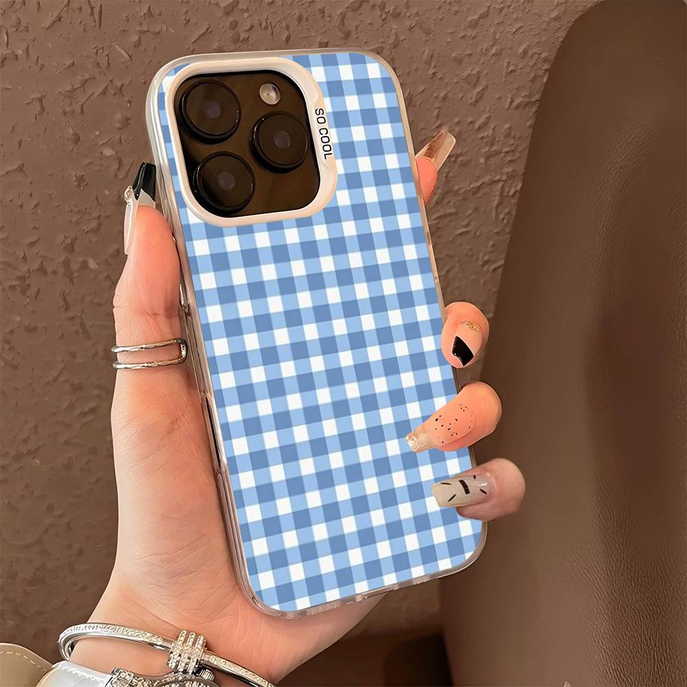 

Simple Chic Lattice Pattern Phone Case For IPhone 17 16 15 14 13 12 11 Pro Max Plus Pro Colorful Shell iPhone 13 pro