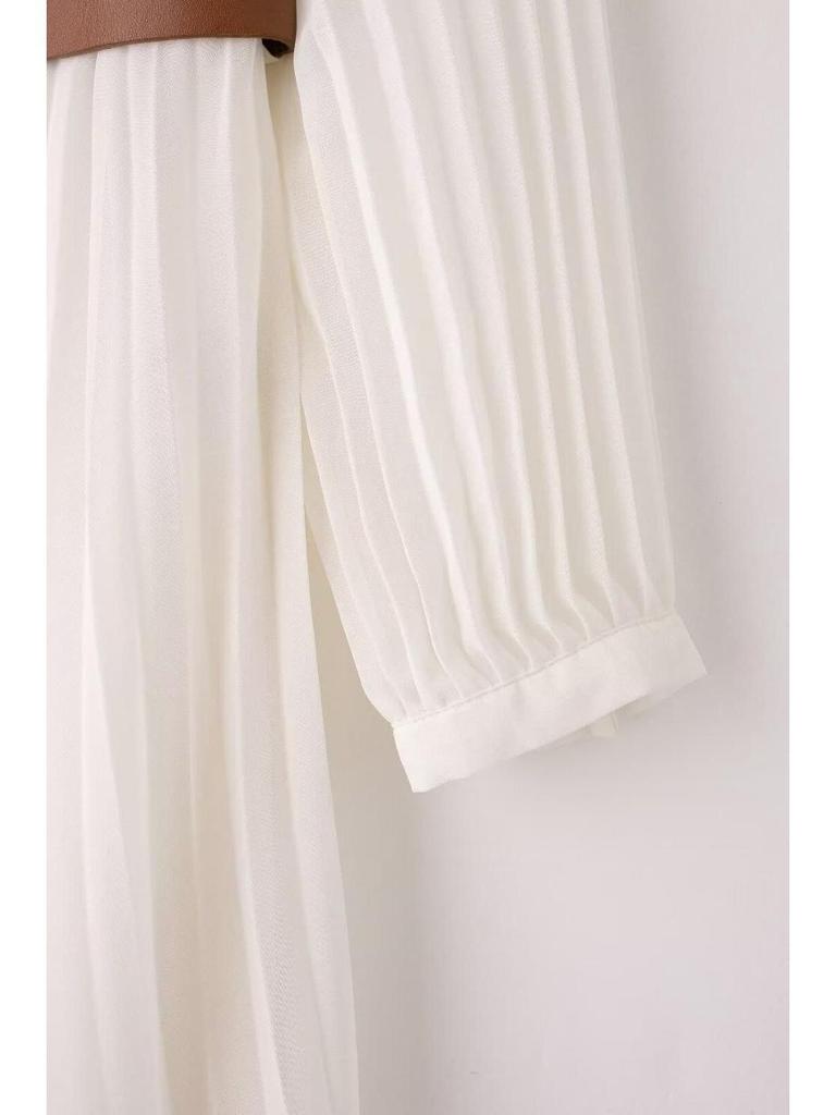European & American Women's Midi Pleated Shirt Dress with Belt - Summer Collection