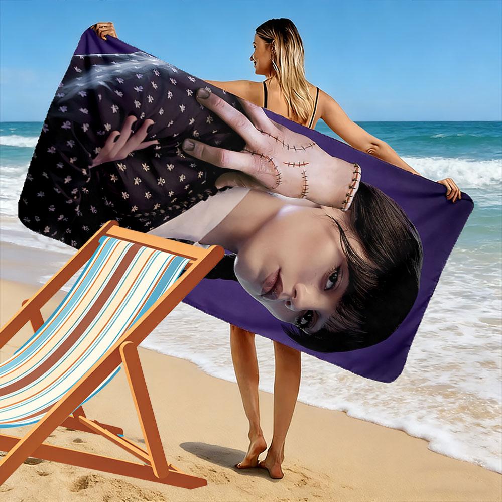 Spooky Girl with Stitched Hand A must-have beach towel for beach travel