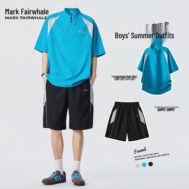 Mark Fairwhale Men s Color-block Short Sleeve T-shirt & Shorts Set XL
