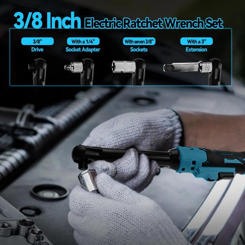 21V Electric Screwdriver Wrench 3/8 Inch Right Angle Ratchet Wrench Impact Drill Removal Screw Nut Car Repair Tool