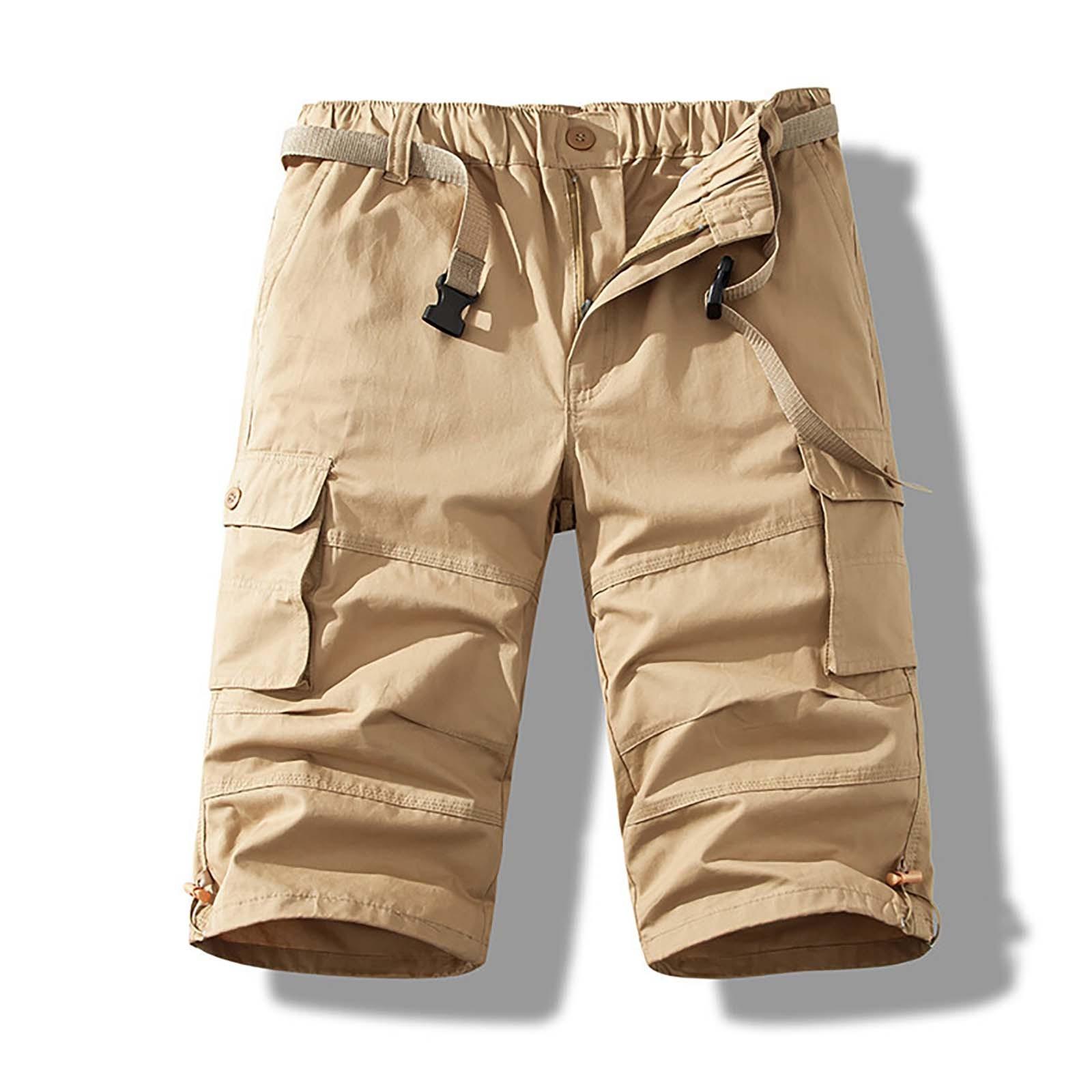 

Летние мужские повседневные универсальные свободные прямые тонкие хлопковые укороченные брюки для ношения на улице XL хаки