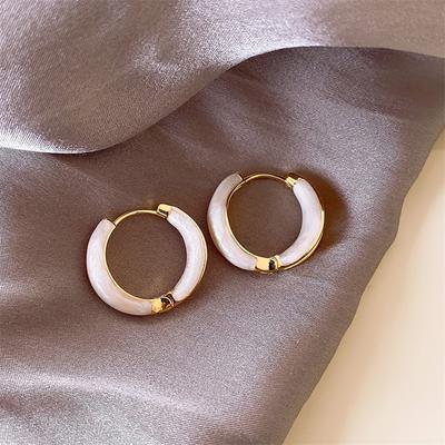 1 Par Pendientes de Aro Metálicos Elegantes Estilo Coreano Gota de Aceite Pendientes Redondos Vintage Hebilla para la Oreja Para Mujer Joyería Clásica para la Oreja Regalos para Fiesta