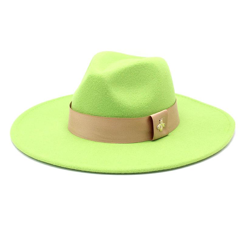 Pălărie înaltă de lână cu boruri largi pentru bărbați și femei, pălărie de jazz, simplă britanică, inimă de piersică, pălărie înaltă concavă convexă din fetru