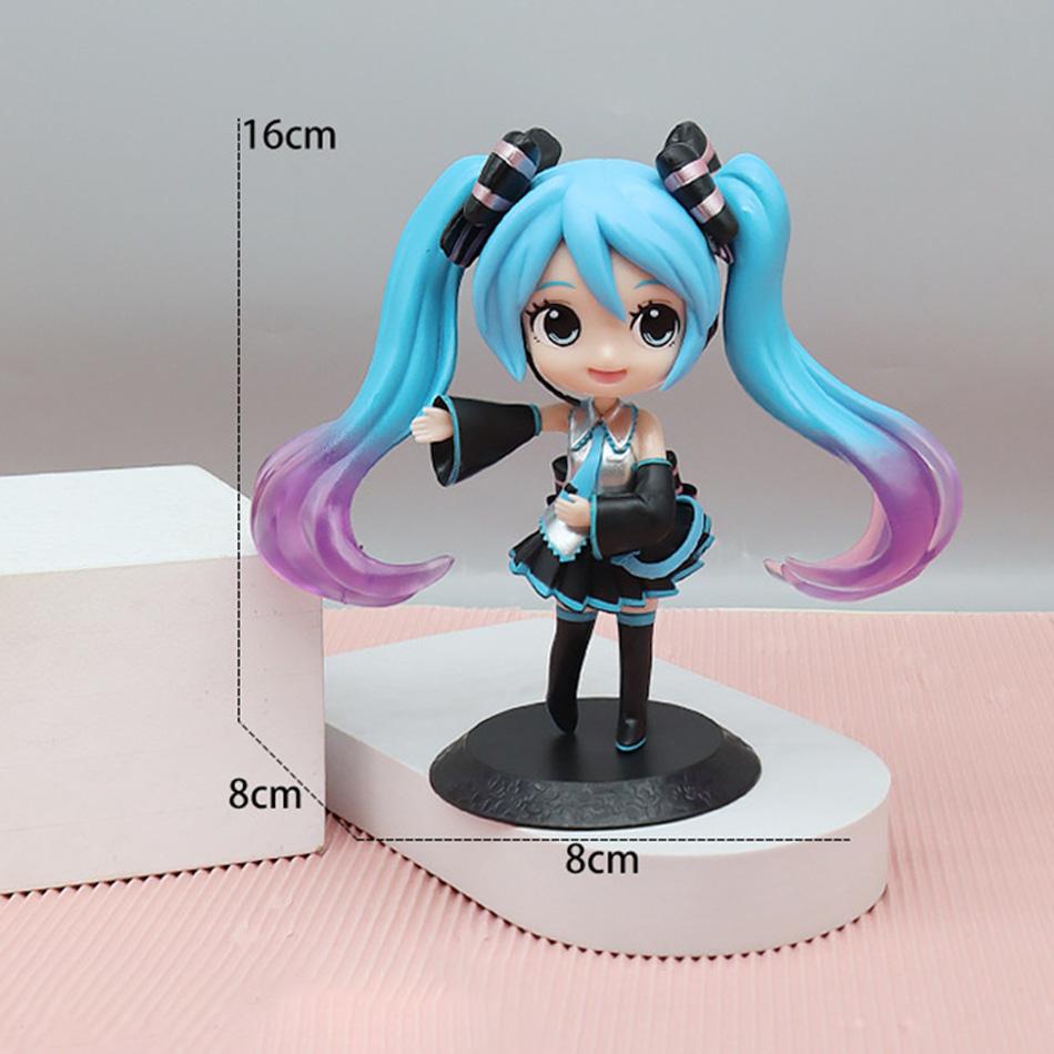 Anime New Hatsune Miku Figure Mini Character Ornaments Kawai Pink Green Hatsune Home desk Decoration Adult Toy kid Birthday Gift
