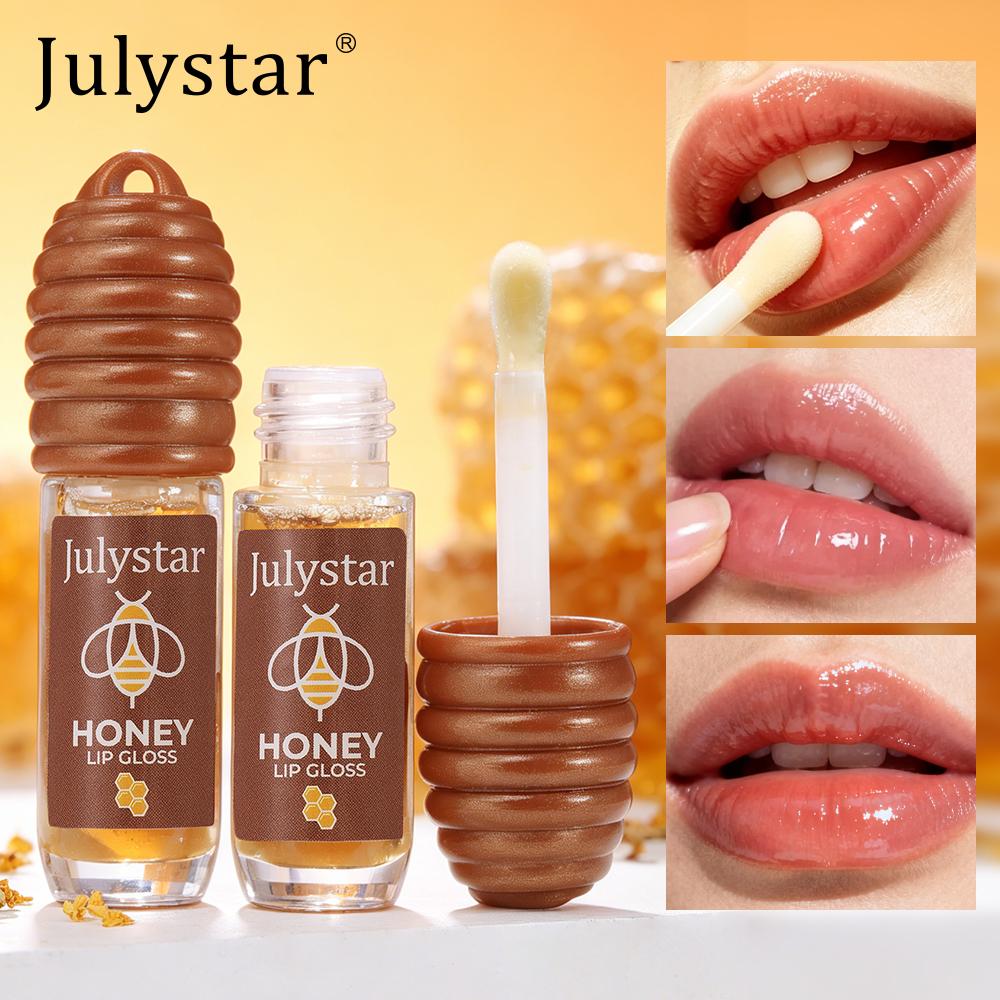 Julystar Honey Lip Gloss Moisturizing Hydrating Lip Oil Clear Glossy Lip Balm Natural Shine Juicy Lips Makeup for Women Girls
