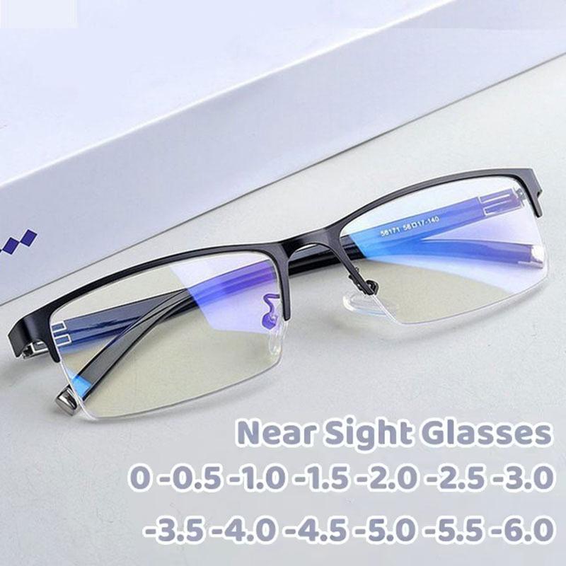 3 Color Transparent Anti Blu-ray Glasses Alloy HD Half-frame Business Myopia Glasses Decorative Plastic Men Reading Eyewear