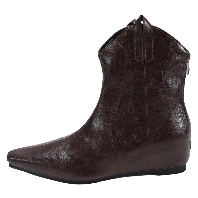 Fashion Cosy Soft Leather Women Knight Long Boots Fashion Button Combination Splicing Female Western Cowboy Booties