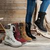 Women's Winter Side-pull Lace-up Knitted Mid-tube Boots Low-heeled Round-toe Boots High-quality Winter Warm Boots Botas De Mujer