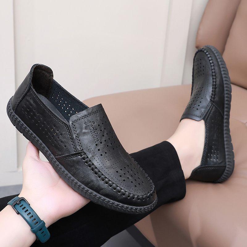 Fashion Lightweight Moccasin Leather Shoes for Men Mesh Non Slip New In Designer Legitimate Low Price Cowhide Slip-on Pu Man Casual Shoe