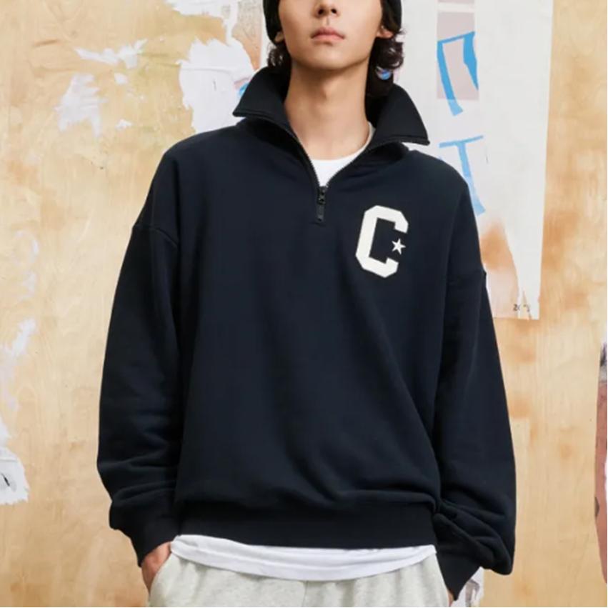 New Converse Sweatshirt Unisex Black 10026553-A01