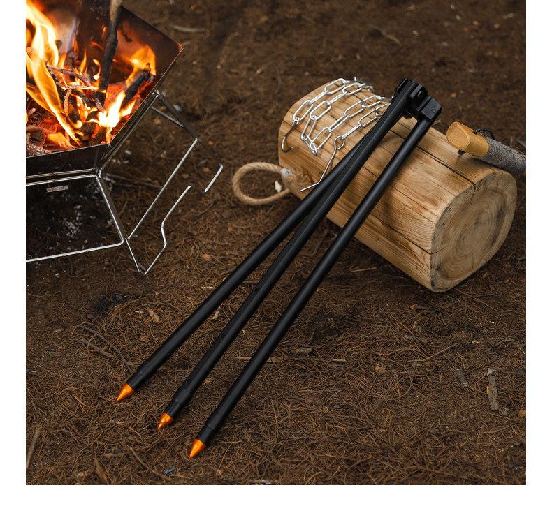 Adjustable Camping Tripod Reinforced Aluminum Alloy Construction Pot Stand with 3 Height Settings for Stable Camp Cooking